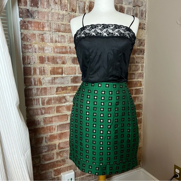 Anthropologie HD in Paris Green Floral Patterned Women's Skirt -Size 8 -SK05 - Picture 4 of 9